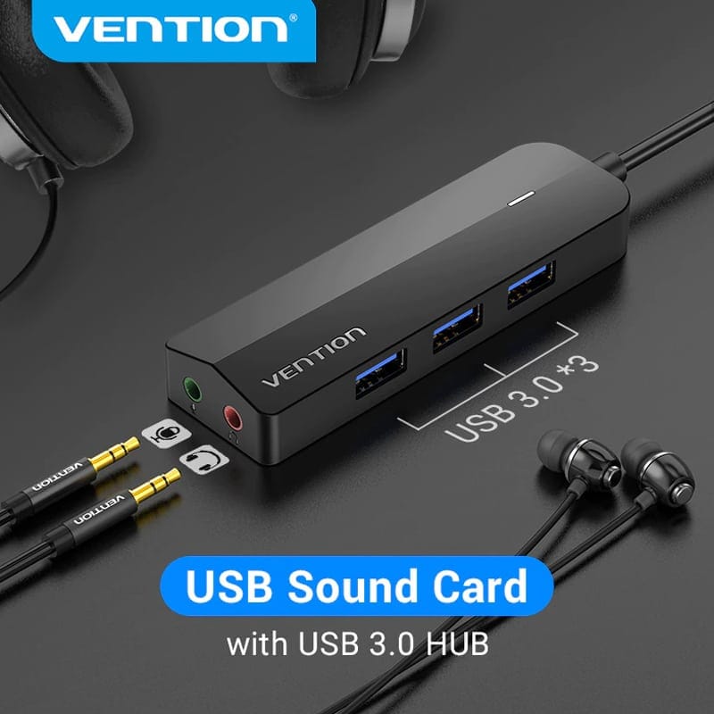 Audio HUB - 3 Portas Usb 3,0 - Cabo Usb 15cm