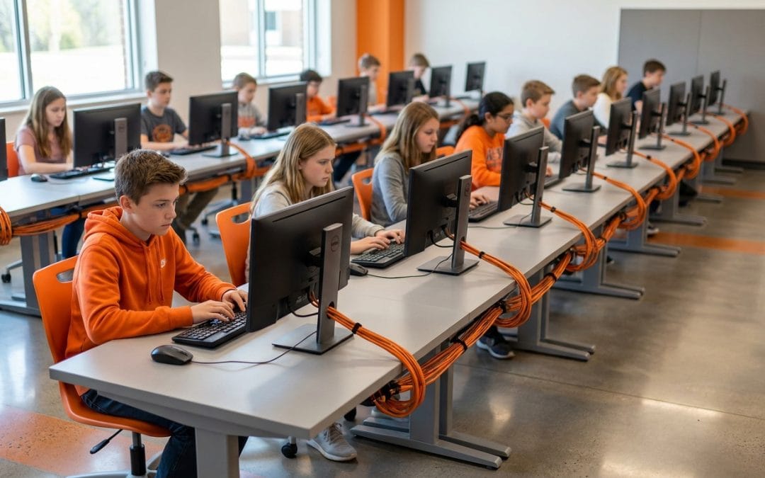 Sala de informática moderna e rentável: Guia completo para infraestrutura tecnológica em novas escolas